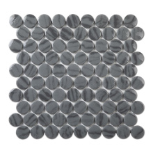 Bigger Penny Round Glass Mosaic Tile Recycle Glass Mix Stone Mosaic
